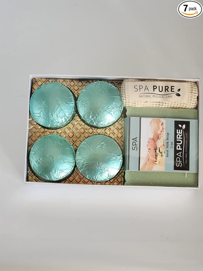 Spa Pure Aromatherapy Gift Set - Spa Bath Melts and Artisan Soap - Made in USA with Plant Based Ingredients - Cotton Soap Bag