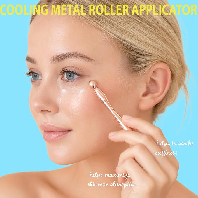 EXPRESSIONS 3pc Under Eye Care Set – Eye Look Alive Treatment Kit with Niacinamide & Hyaluronic Acid – Includes Under Eye Patches, Eye Gel Cream, and Metal Eye Roller Tool