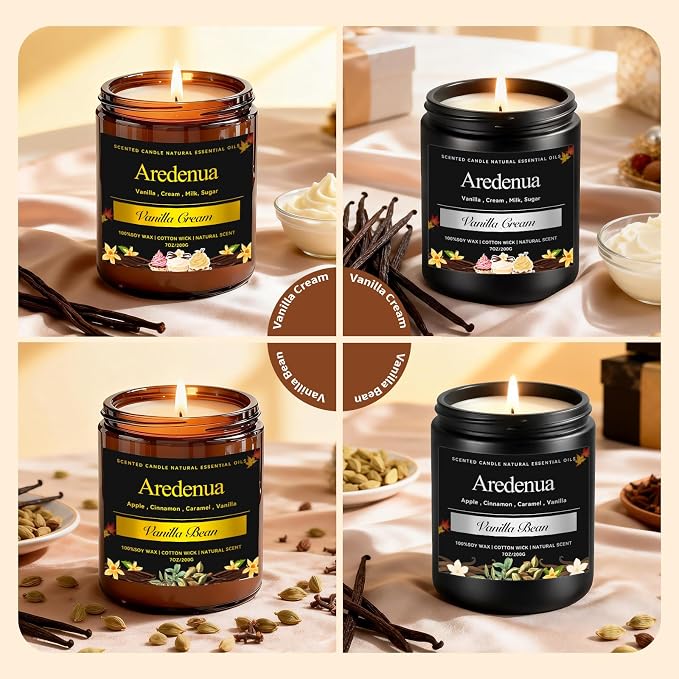 Odor Eliminating Candles | Vanilla Bean Scented Soy Candle for Home, Air Freshening & Cozy Vanilla Scent, Relaxing Home Scented Candles, Cozy Aromatherapy Candle Gift for Women & Men