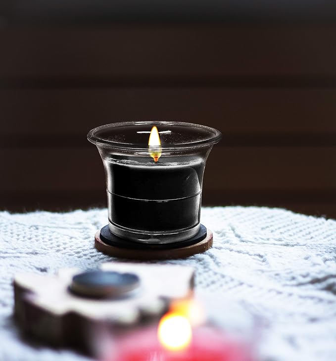 HYOOLA Clear Cup Scented Votive Candles - Black - 12 Hour Burn Time - 4 Pack - European Made