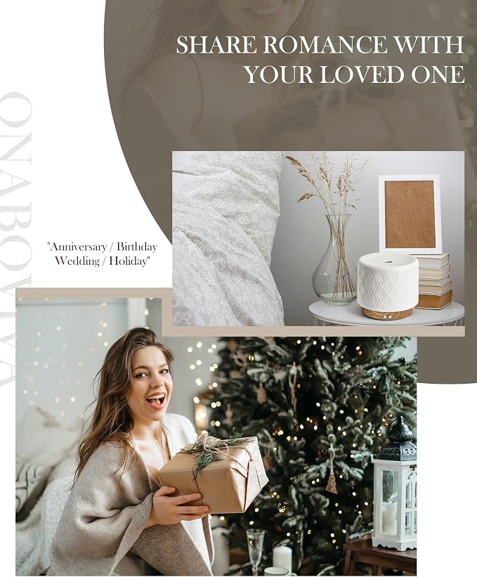 Essential Oil Diffuser - 280ml Ceramic Diffuser for Large Room & Commercial Use, 2.4MHz Aromatherapy Diffuser with Cool Mist Humidifier & Night Light, Ideal for Bedroom, Office, Yoga, Spa, Gifts