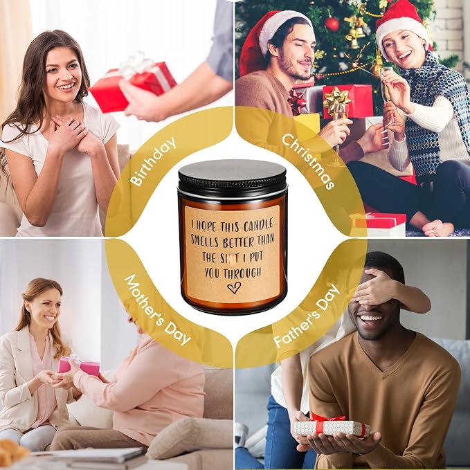 Candle - English Pear&Freesia Scented Jar Candle - Funny Mom Dad Gifts - Multi-purpose Occasion