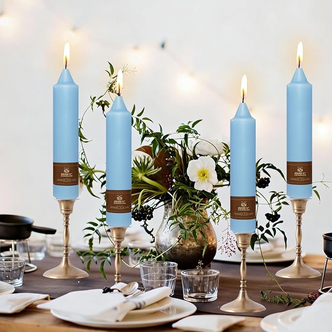 4 Pack Taper Candles Blue Tapered Candles 7 Inch Smokeless Candle Unscented Short Candlesticks Ideal for Weddings Dinner Parties Home Decor