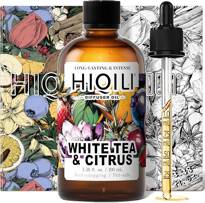 HIQILI White Tea & Citrus Diffuser Oil, Hotel Collection Scented Fragrance Oil for Ultrasonic Diffuser, Relaxing Aromatherapy, Home & Office - 3.38 Fl Oz