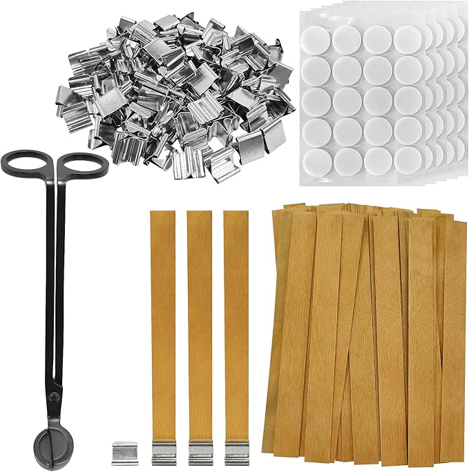 301Pcs Wood Wicks for Candles Making,Wooden Candle Wicks,with Trimmer Natural Crackling Wooden Wicks for DIY Candle Making
