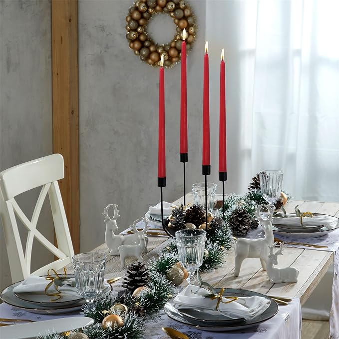 Red Taper Candle Dripless Candlesticks - Gedengni 12inch Unscented Candles Long Candle Sticks Christmas Tapered Candles for Home Party Wedding Restaurant Holiday Decor,8D4PC-RED
