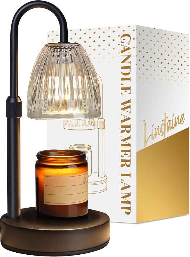 Dimmable Candle Warmer Lamp with Timer Adjustable Height, Mothers Day Gifts for Mom, Home Decor Birthday Housewarming Gifts for Women, Modern Electric Wax Melt Warmer for Scented Jar Candles, Clear