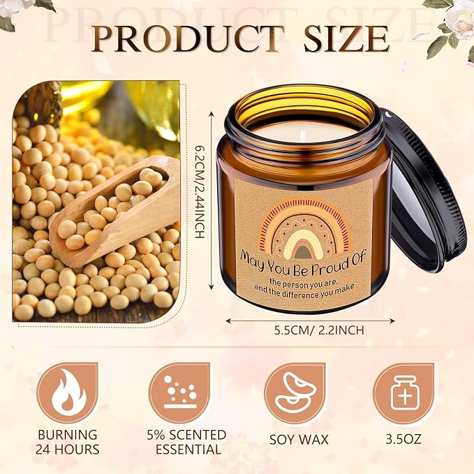 MTLEE 20 Pcs Thank You Gifts Candles 3.5 oz Employee Appreciation Inspirational Scented Soy Wax Candle Thanks Gift for Coworker Women Volunteer Teacher(Rainbow,Brown)
