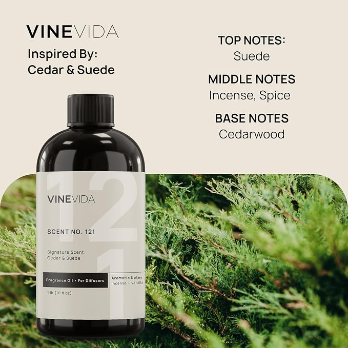 VINEVIDA [16 Oz] Inspired by: Cedar & Suede; Diffuser Oil Refill | Premium Scent Diffuser Oil for Home | Non-Toxic Fragrance