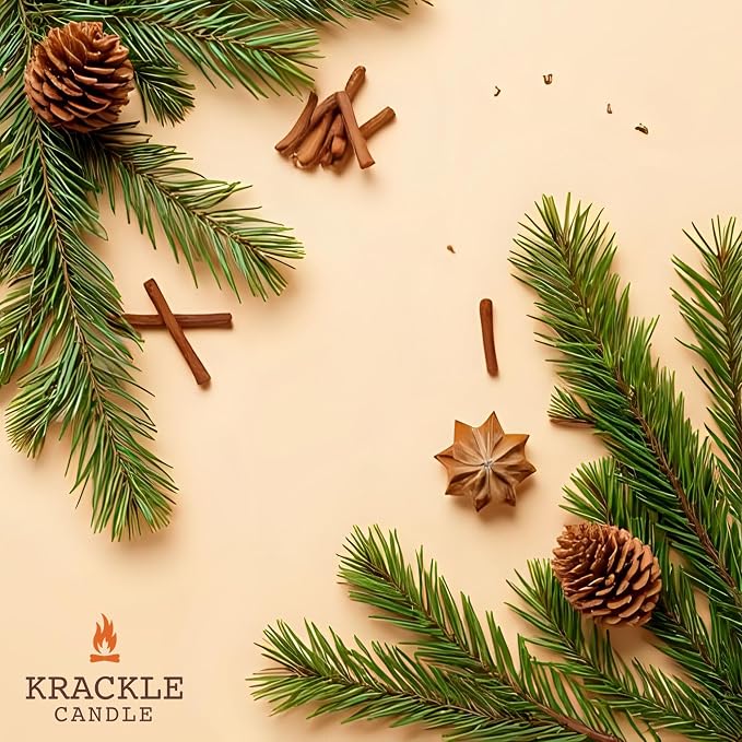 Krackle Candle | Country Cabin | 16 oz Scented Candle with Natural Crackling Wooden Wick | Poured in the USA | Woody Pine & Spicy Forest Fragrance