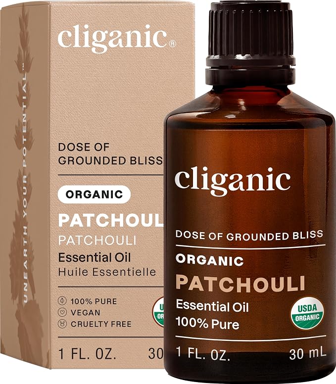 Cliganic Organic Patchouli Essential Oil - 100% Pure Natural for Aromatherapy Diffuser | Non-GMO Verified