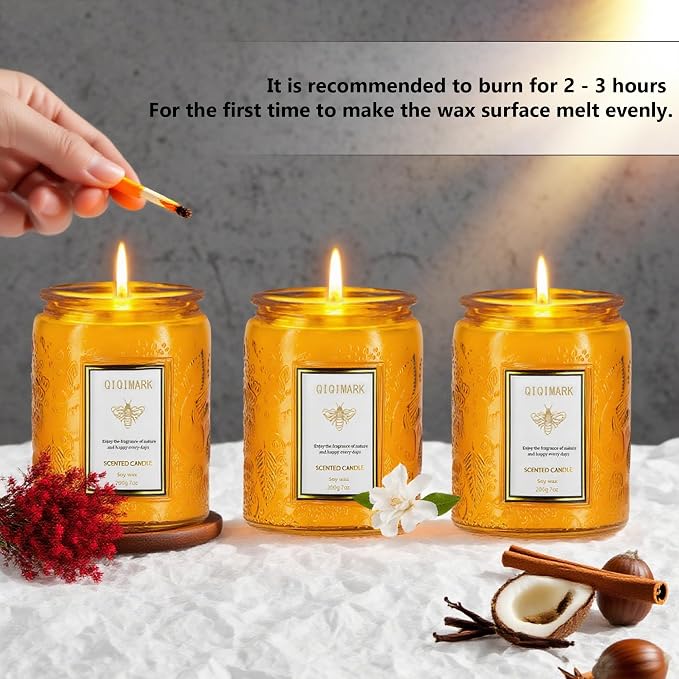 Positive Energy Candle Gift for Women, 6 Pack Yellow Jar Scented Soy Candles, Home Fragrance Set for Happiness & Relaxation, Birthday Gifts, Cozy Room Decor Candle Set