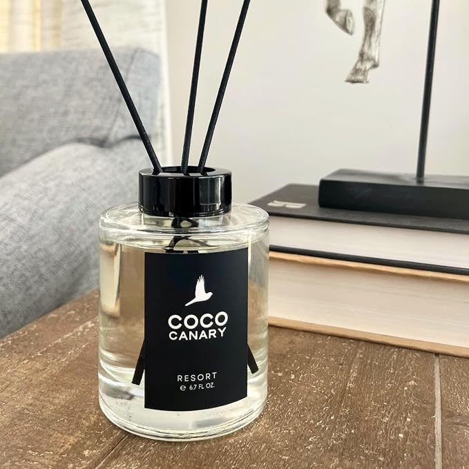 Coco Canary 6.7 oz Reed Diffusers for Home, Resort, Long-Lasting Floral Scent, Green Tea & Jasmine, Coastal Floral Breeze