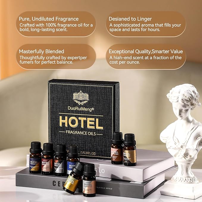 Hotel Diffuser Oil Gift Set - Inspired by 5-Star Hotel Scents - My Way,Ritz - C,Westin White Tea,Baccarat,Four Seasons,Hilton,Beachfront Villa,Paris Coast, Fragrance Oil Set
