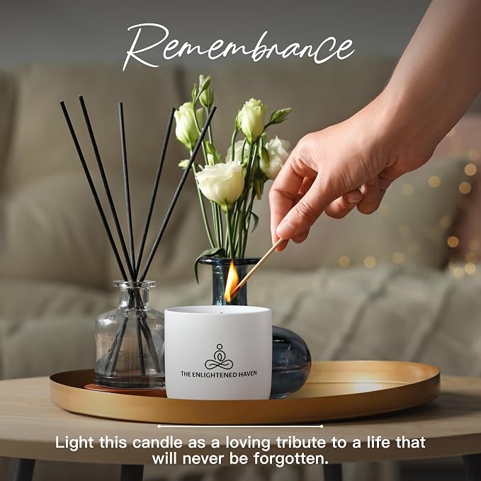 Sympathy Candle for Loss of Loved One - Those We Love Memorial Gifts in White Ceramic Jar - 40 Hour Natural Soy Wax Remembrance Candle - Gardenia Scented Bereavement, Grief & Condolence Present