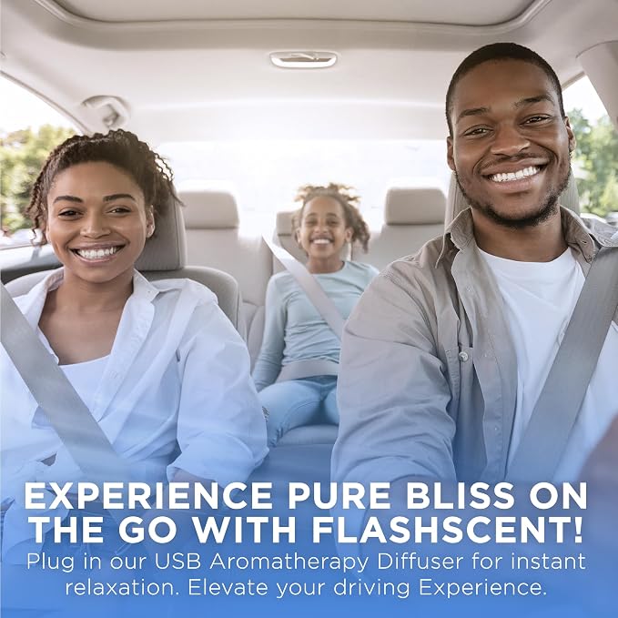 Belle Aroma® FlashScent™ USB Aromatherapy Bundle - for Car, Office, Home, and Travel - Includes 1 Pearl White Clary Sage Oil Diffuser Kit, 1 Lavender FlashScent Essential Oil, and 7 Refill Pads