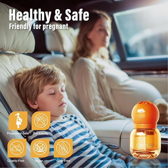Carori Cute Car Air Freshener 2 Pack, Lightbulb-Shaped Car Fresheners, Automotive Vent Clip, Long Lasting Scent, Essential Oils, Cute Car Accessories for Women, Orange Scent (Orange)