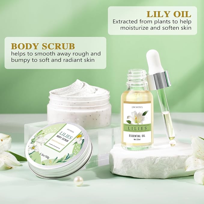 Gifts for Women, Birthday Gifts for Women, Lilies Self Care Set,Christmas Mothers Day Relaxing Spa Basket for Mom, Grandma, Girlfriend, Sister, Friends