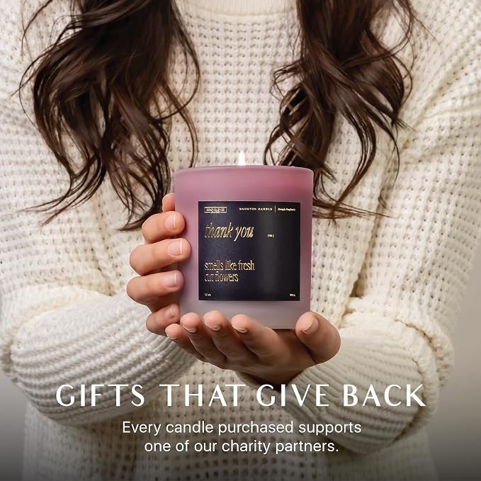 Benevolence LA Thank You Scented Candles | 10 oz, 40-50 Hour Burn, Thank You Gifts for Women, Men Coworkers | Appreciation Gifts for Best Friend | Christmas Candle - Smells Like Fresh Cut Flowers