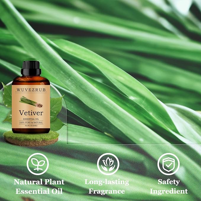 Vetiver Essential Oils 240ML, Pure Vetiver Essential Oil for Aromatherapy Diffuser - 8 Fl Oz