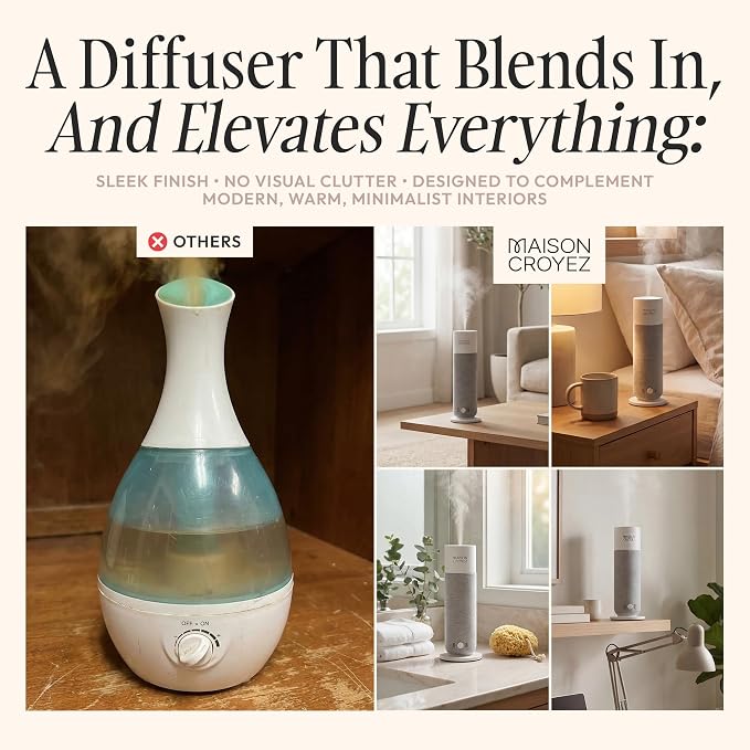 Waterless Essential Oil Diffuser (120ml Bottle) – Nebulizing Aroma Diffuser, 3 Intensity Levels, 1/3/6H Timer + Auto Mode, Warm Ambient Light, Up to 600 sqft