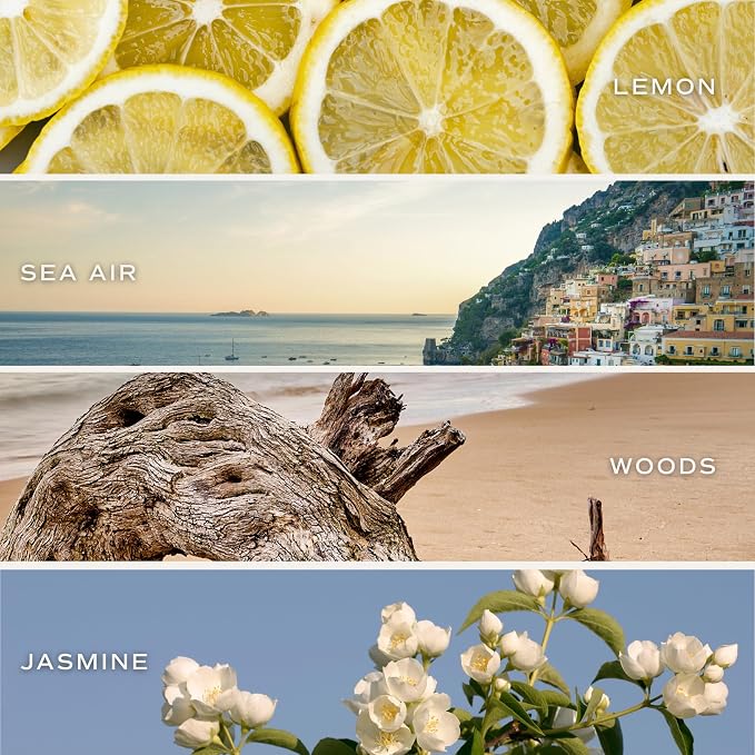 Sweet Water Decor Coastal Lemon Non Toxic Candle – Soy Candle with Lemon, Sea Salt, Woods, Jasmine Aroma – 40 Hour Burn – 9oz Clear Glass Jar – Fresh Mediterranean Home Fragrance