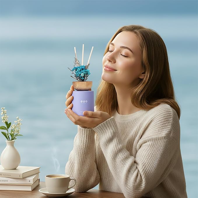 Reed Diffuser Set with Dried Flowers, 5.1 fl oz / 150ml, Morning Garden - Home Fragrance Diffuser with Sticks for Bathroom Shelf Decor, Bedroom, Office & Gift