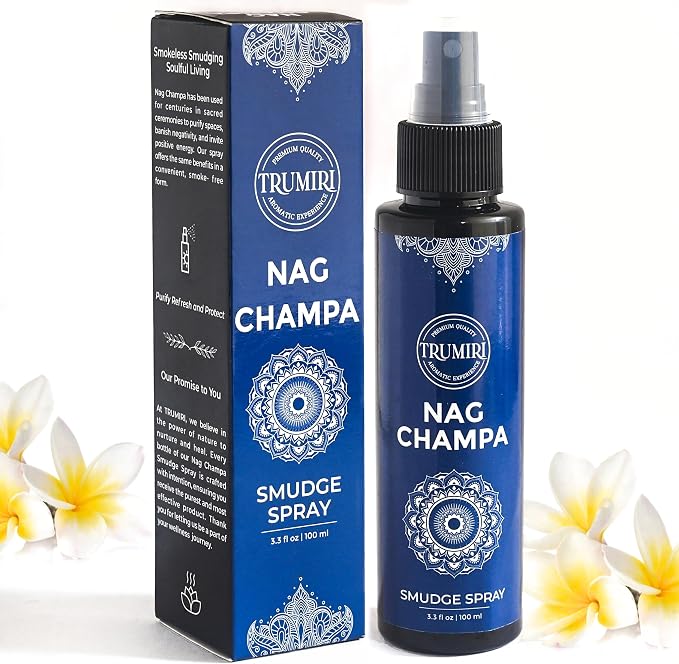 Nag Champa Aura Spray Made With Natural Nag Champa Oil - Essential Oil Air Freshener And Natural Room Spray - Safe On Body And Linen For Spiritual Smudge Rituals