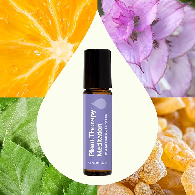 Plant Therapy Meditation Essential Oil Blend Pre-Diluted Roll-On 100 mL (1 oz) 100% Pure, Pre-Diluted, Calming Aromatherapy for Yoga, Mediation, and Self Care