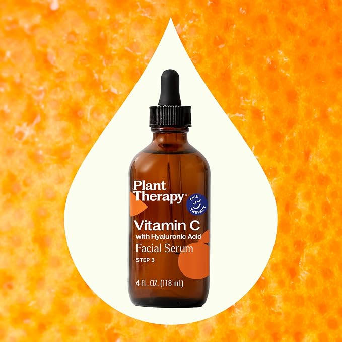 Plant Therapy Facial Serum with Vitamin C & Hyaluronic Acid 4 oz with Hyaluronic Acid, Ferulic Acid, and Vitamin E, Reduces the Appearance of Fine Lines & Wrinkles