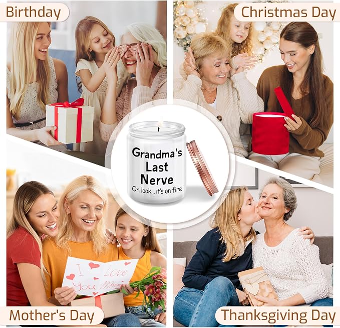Kedofa Gifts for Grandma from Granddaughter Grandson - Funny Grandma Birthday Christmas Mothers Day Gifts - Grandma’s Last Nerve Scented Candle