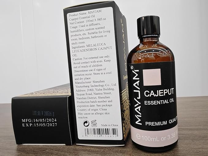 MAYJAM Cajeput Essential Oil, 3.38FL.OZ Pure Essential Oils with Glass Dropper, Large Volume Cajeput Oil, Perfect for Massage, DIY Candle and Soap Making (100ML)