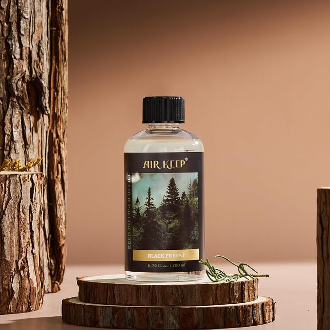 Airkeep Reed Diffuser Oil Refill with Diffuser Sticks, 6.76 Fl Oz(200ml) Black Forest Scented Oils, Aroma Therapy, Home Fragrance & Air Freshener, Office Décor, Decoration