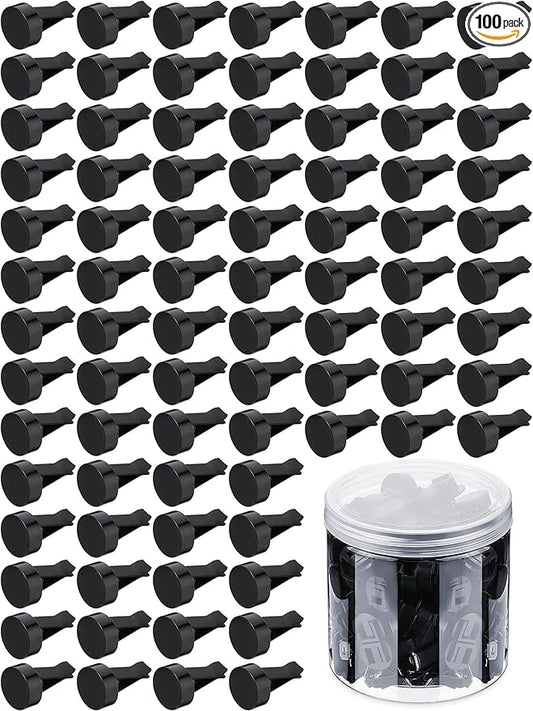 100 Pcs Metal Car Air Vent Clips with Plastic Slot Head Auto Freshener Clips Perfume Clip Replacement Air Conditioner Outlet Clips for Office Home, Black, 40 x 24 mm