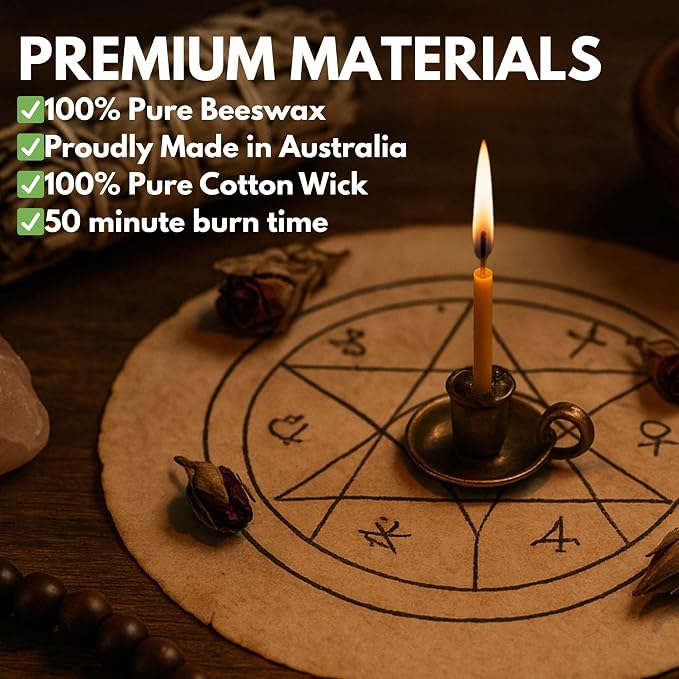 Australian Made 50 Minute Pure Beeswax Mini Meditation Candles, Non Toxic Beeswax Meditation Candle for Intention Setting, Stress Relief, and Daily Meditaiton (60pc Pack)