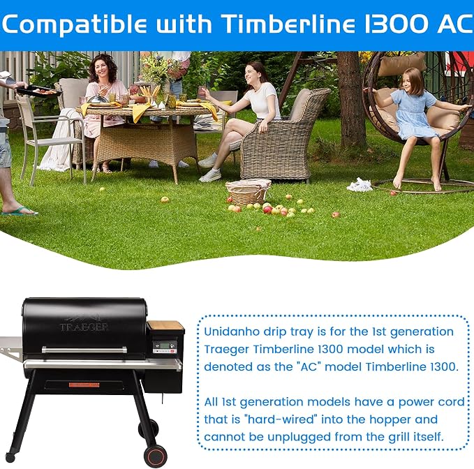Drip Tray Heat Baffle for Traeger Timberline 1300 Gen-1 Series Grease Drip Pan KIT0237 BCA964 Replacement Parts Wood Pellet Grill Diffuser Plate Stainless Steel Heavy Duty BBQ Smoker Parts