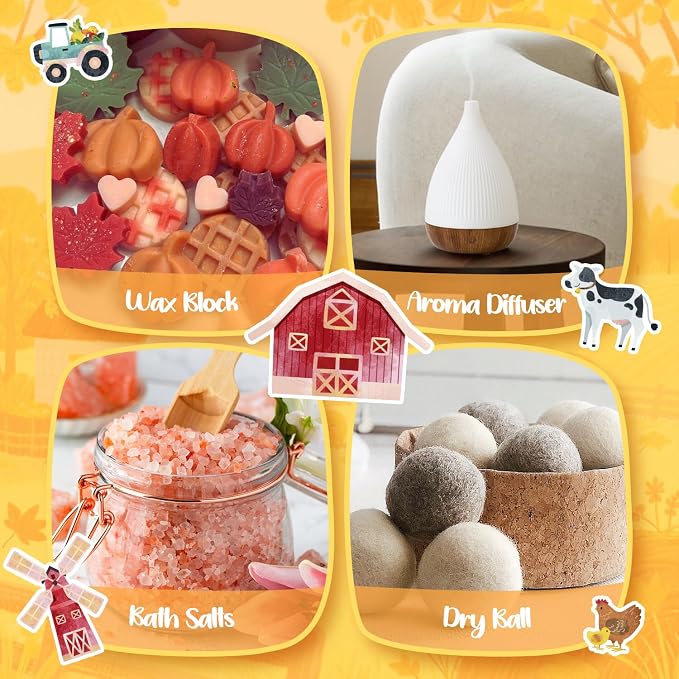 Soulorigin Fall Cozy Cabin Fragrance Oils Set, Essential Oil for Diffuser, Use for Soap Candle Making-Smoky Cedar Wood, Roasted Marshmallows, Autumn Leaves, Warm Flannel, Fireplace Time, Pumpkin Patch