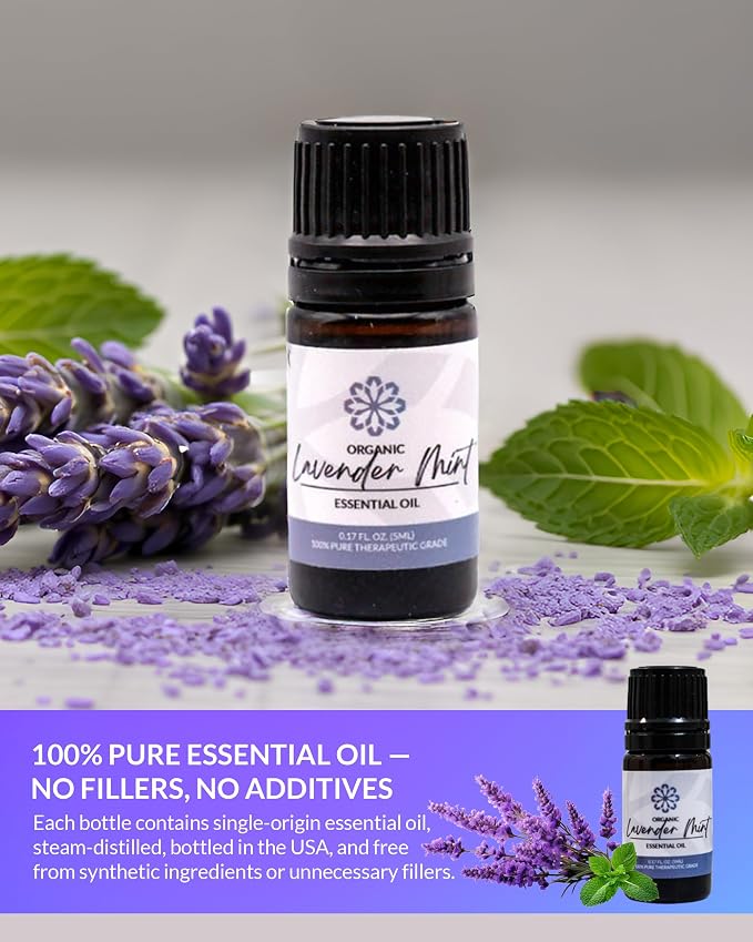 Essence Lavender Mint Essential Oil, 5 ml | Aromatherapy Oil for Diffusers & Personal Use | Natural Fragrance for Relaxation, Clarity & Wellness | Made in USA | Floral & Refreshing Scent
