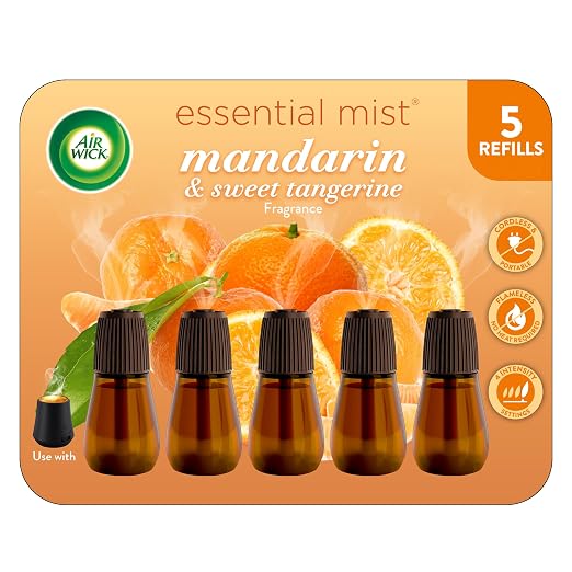 Air Wick Essential Mist Refill, 5 ct, Mandarin & Sweet Tangerine, Essential Oils Diffuser, Air Freshener