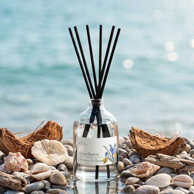 Reed Diffuser Set for Bathroom & Home, Long Lasting Essential Oil Aroma, Glass Bottle Home Fragrance with Sticks, Ideal Gift for Woman
