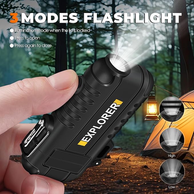 Lafagiet Electric Lighter USB C, Powerful Dual Arc Plasma Flame, with Flashlight, Wind & Waterproof Lighters for Candle, Camping, Grill, Emergency