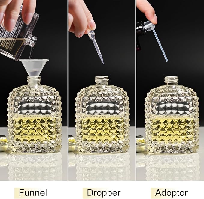 50ml/1.7 Oz Glass Spray Bottle Perfume Atomizer,Perfume Travel Refillable Spray Bottle Empty with 3 Kinds of Dispenser (A1)
