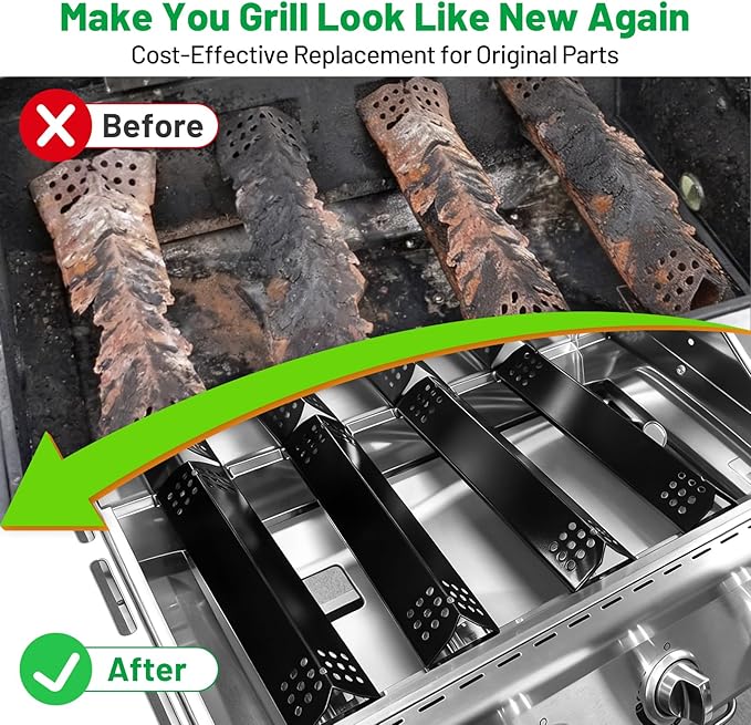 Grill Heat Plates Replacement 14.56" L, Heavy Duty Porcelain Grill Burner Covers, Heat Shield Parts for Nexgrill, Grill Master and More Gas Grills, 5 Pack
