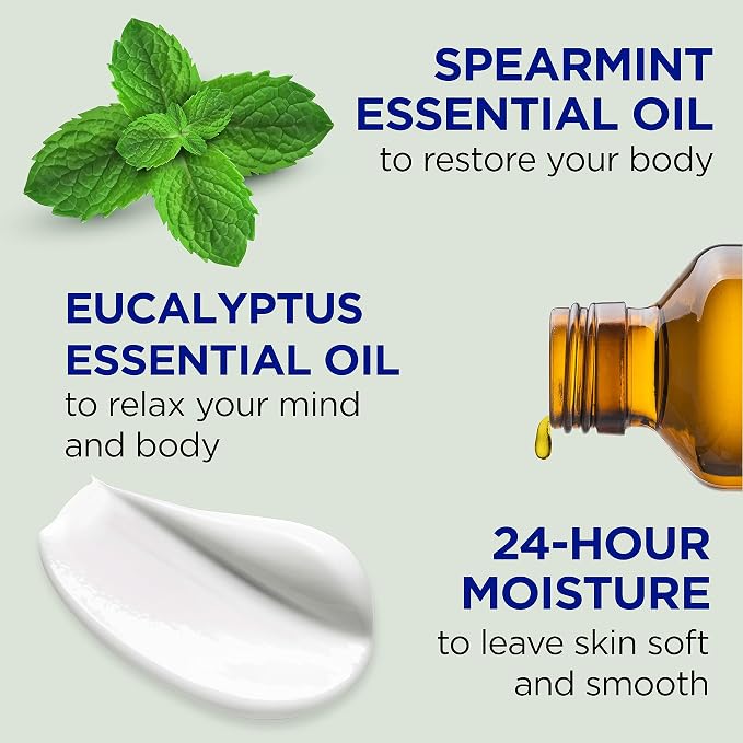 Dr Teal's 24 Hour Moisture+ Body Lotion, Eucalyptus & Spearmint & Essential Oils, 18 fl oz (Pack of 3)