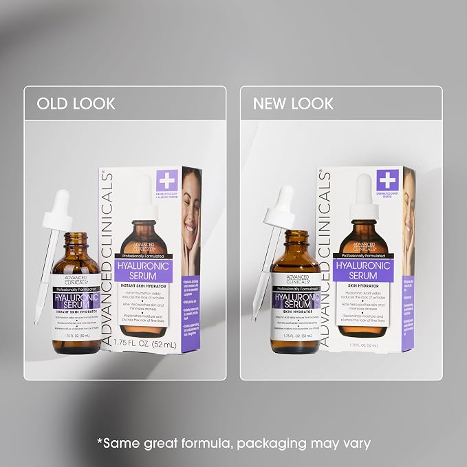 Advanced Clinicals Hyaluronic Acid Serum For Face | Moisturizing Facial Skin Care Products | Hydrating Serum For Face Helps Improve Look Of Wrinkles, Fine Lines, & Uneven Dry Skin Texture, 2-Pack