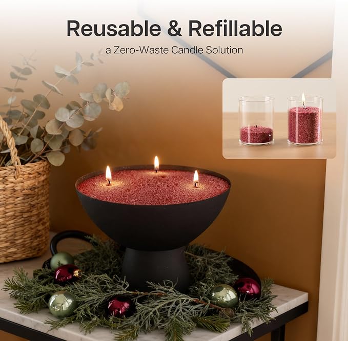 comforder Scented Candle Sand with Wicks, Pearled Candle, Wax Granules, 14oz Sand Wax Granules + 4 Wicks (Red, Amber)