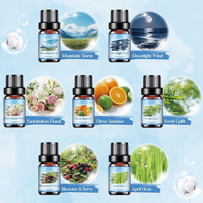 Clean Essential Oils Set - 14Pcs Clean Fresh Scent Fragrance Oil Blend for Diffuser, Soap & Candle Making