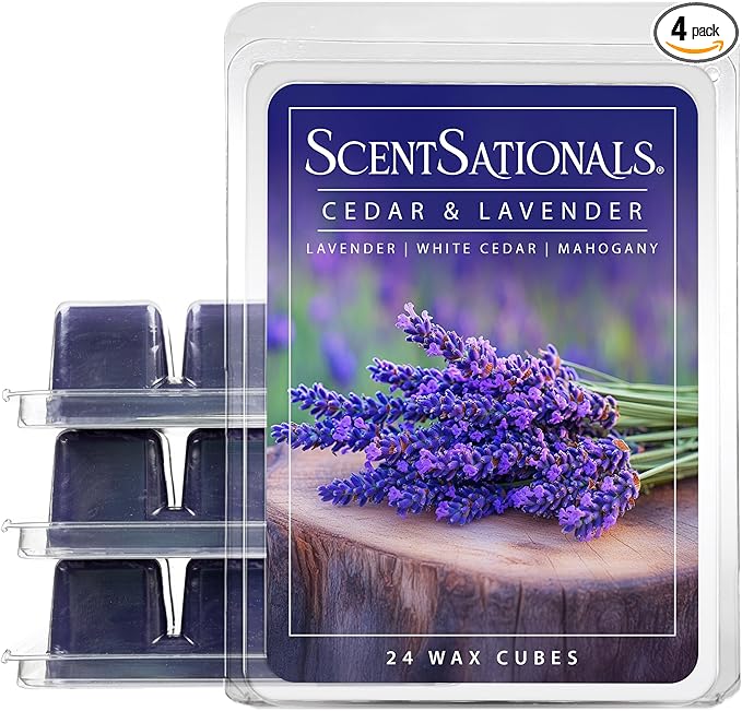 ScentSationals Cedar & Lavender Scented Wax Melts - Lavender, White Cedar, & Mahogany, 10oz (24 Cubes)