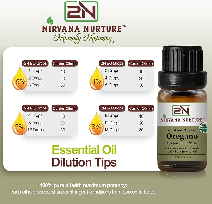Oregano Essential Oil, USDA Certified Organic, 100% Pure Undiluted, Aromatherapy Oil for Diffuser, Hair & Skin Care