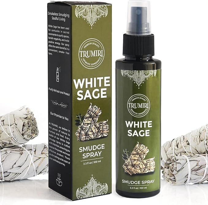 White Sage Spray for Spiritual Cleansing Negative Energy and Protection - Smudge Spray Made with Natural Non Toxic Sage Essential Oil - Salvia Blanca para Limpiar